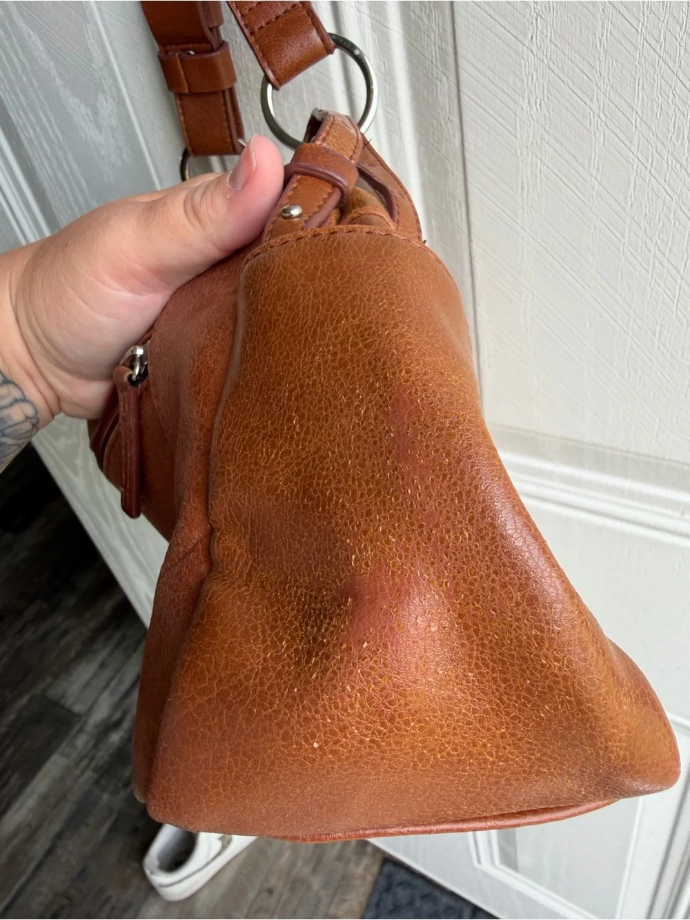 Madison Studio Genuine Leather Cognac Brown Y2K Crossbody Shoulder Bag